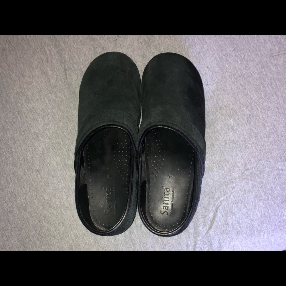 Sanita Black Suede Clog Mules - Picture 3 of 6